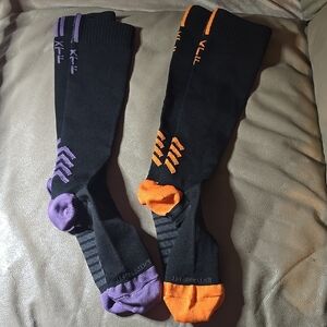 Black and Orange Athletic Socks (Set of 2) with Compression and Ventilation L/XL
